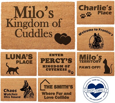 Personalisierte Türmatte für Haustier Eltern tolles Geschenk für Hund Katzenliebhaber individueller Druck