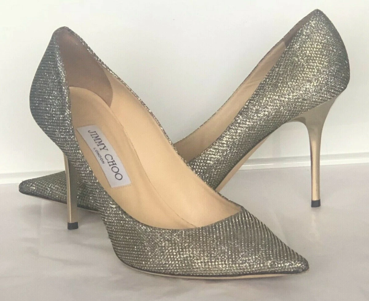 JIMMY CHOO Romy 100 Lamé Glitter Pumps Shoes 39 / 8.5 - 9