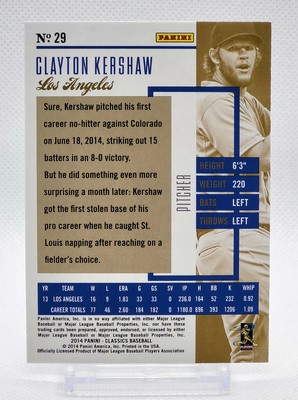 2014 Panini Classics Timeless Tributes Silver Clayton Kershaw 29 