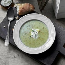 PILLIVUYT FRANCE, PLISSE FRENCH WHITE PORCELAIN SOUP BOWL, 8.5" DIAMETER, 8 OZ