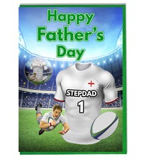 Fathers Day Rugby Badge Card For Stepdad - Choose Any Rugby Team Shirt / Colours