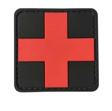 3D PVC First Aid Medical Cross Red Symbol Combat Medic Patch 1.5"x1.5" Square