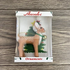 Annalee CHRISTMAS FAWN Ornament 4 inch in Box New Unopened 2008 Bell Santa Hat