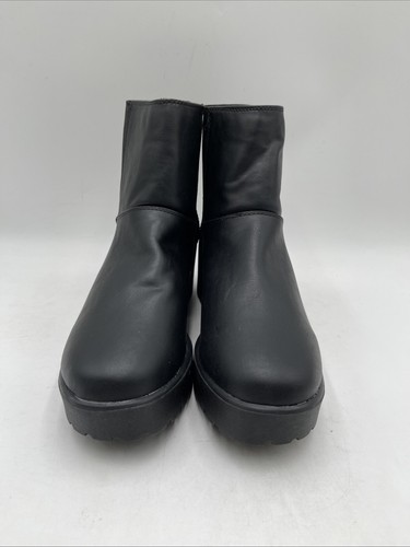 Call It Spring Black Faux Leather Round Toe Pull On Platform Ankle Boot Size 8.5 - Picture 2 of 8
