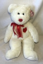 Rare Vintage 1999 Ty Beanie Buddy VALENTINO the White Valentines Bear VGC NWTS 