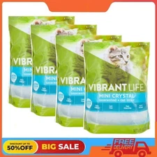 (4 pack) Vibrant Life Mini Crystal Unscented Cat Litter, 8 lb