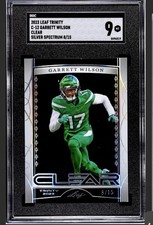 2023 Leaf Trinity Football Garrett Wilson Clear Silver Spectrum 8/15 SGC 9