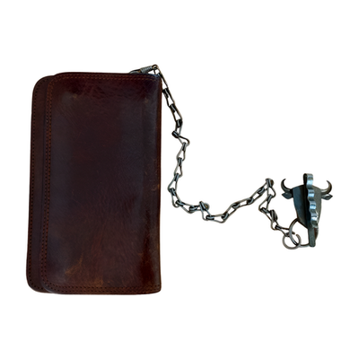 Jean Paul Gaultier Bull Chain Leather Wallet Brown 90s Rare