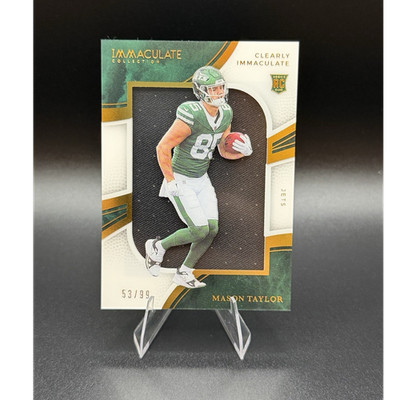 2025 Panini Immaculate Clearly Immaculate Mason Taylor Jets RC Mem #CIRJ-MTY /99