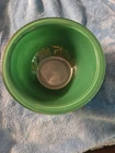 Vtg PYREX Mixing Bowl #322 Dark Emerald Green Glass Clear Bottom MINT~ NO DINGS!