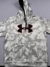 Under Armour Coldgear Storm Pullover Hoodie Sweatshirt Men's L Grey Camo Logo