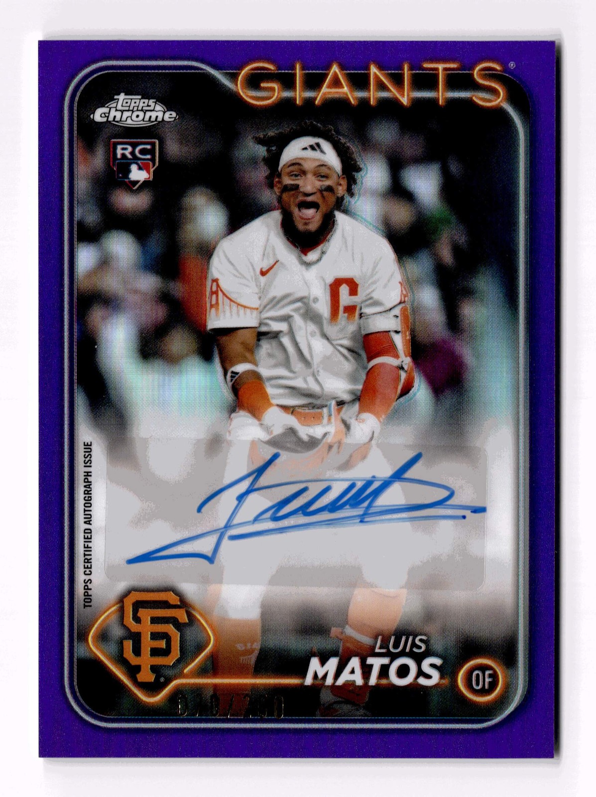 2024 Topps Chrome Update #AC-LM Luis Matos Autographs Purple Refractors #/250