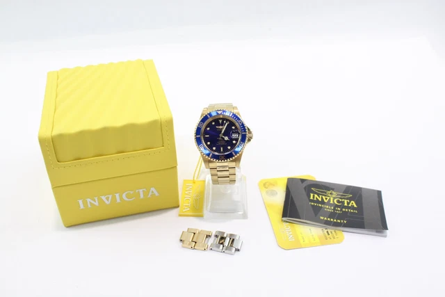 07 Invicta Prefessional Divers Gold Tone Watch Automatic Working
