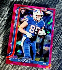 Marketplace image: 2025 Topps Chrome Sapphire Jackson Hawes RC Padparadscha 1/1 #397 Bills Rookie