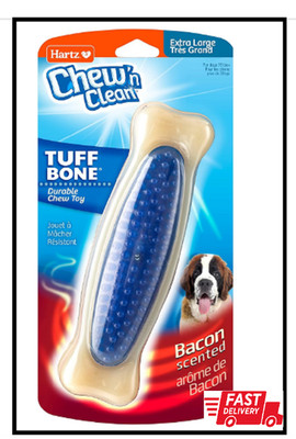 Hartz Chew 'N Clean Tuff Bone Bacon Scented Dental Dog Chew Toy - Extra Large