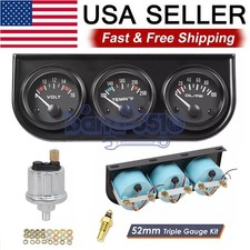 2" 52mm 3-in-1 Auto Car Triple Gauge Set Kit Water Temp Oil Pressure Volt Meter