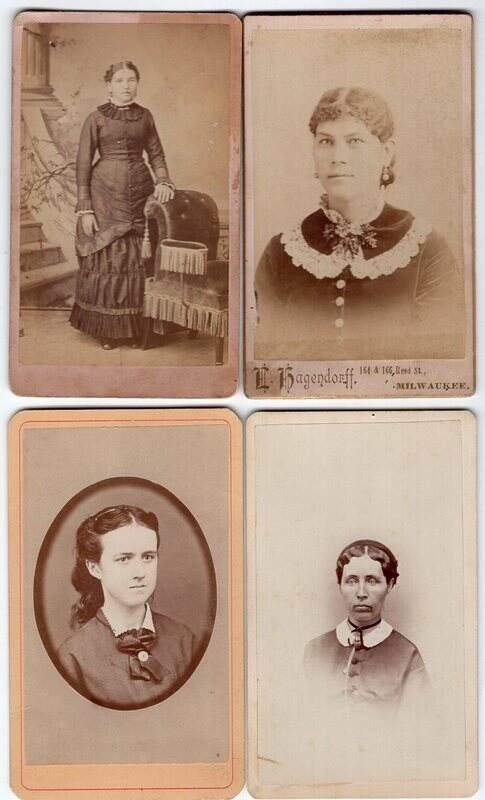 Lot of 4 Antique Carte de Visite Photos of Lovely Victorian Women CDV 1880s