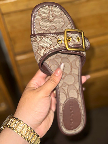 Coach Margot Buckle Slide Sandals Brown/Beige Women’s 9