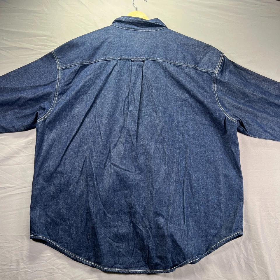 Camisa Arizona Jean Company Para Hombres XL Azul Abotonada Denim Western Y2K De Colección Foto 3 de 4