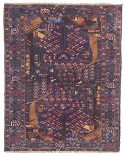 Rare Hand Knotted Vintage Afghan Zakani Balouch Wool Area Rug 7 x 4 Ft