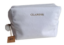 Clarins Make Up Bag White Velour Made from Recycled Materials