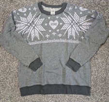 Victoria's Secret PINK Women s Small Gray Sweatshirt Snowflake Winter Christmas