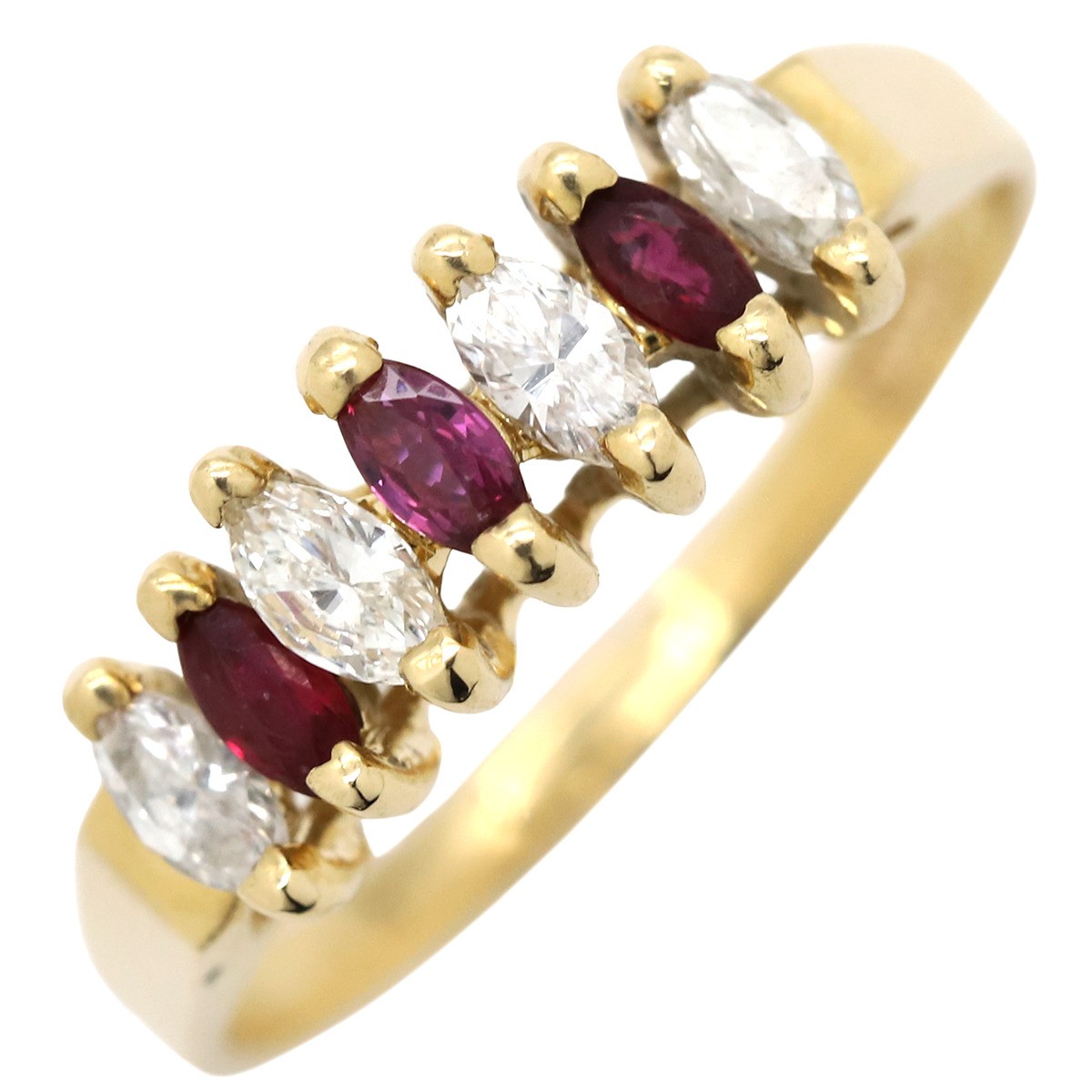 Ring ring Ruby da Earring K14 Ruby diamond gold O… - image 1
