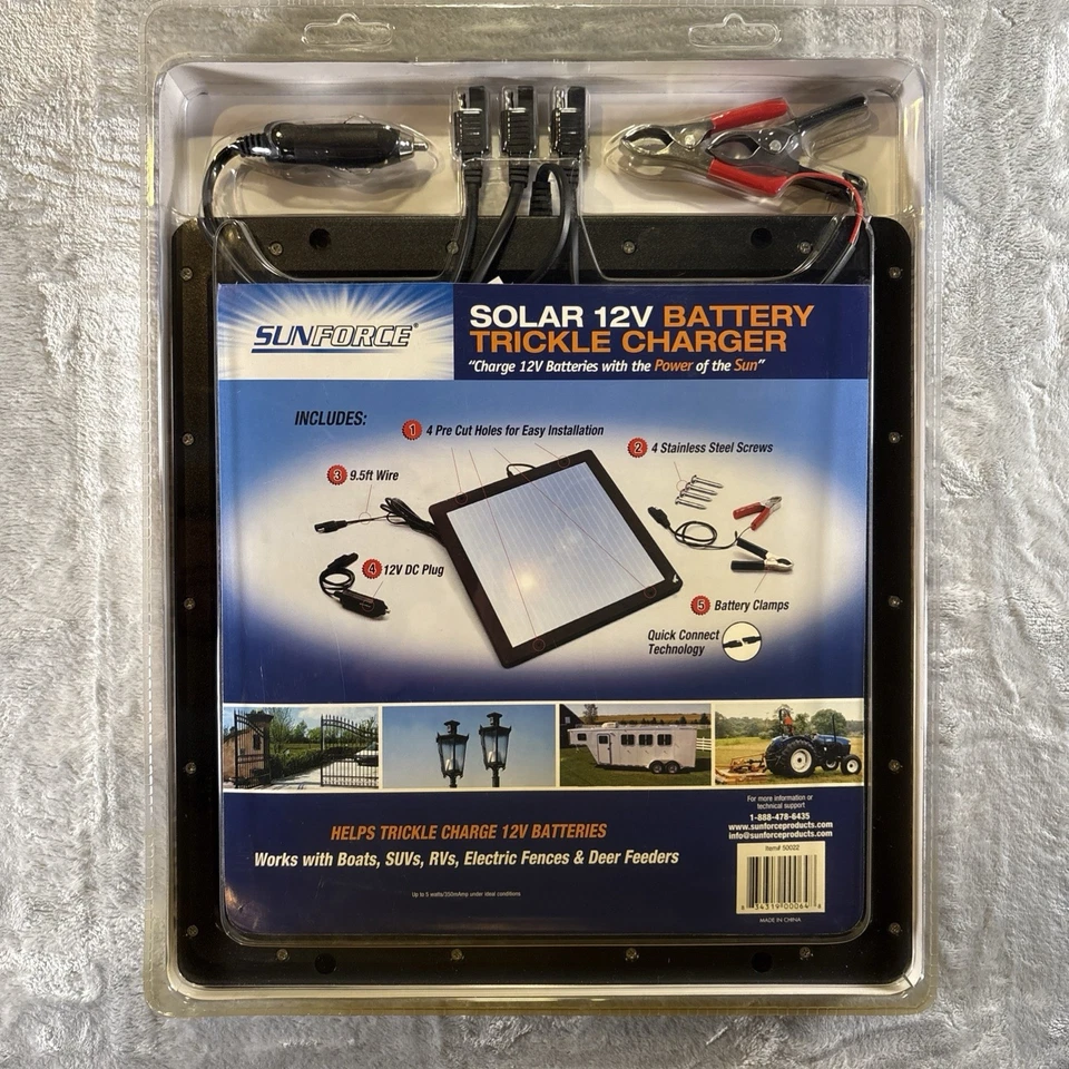 Cargador de goteo de batería solar SUNFORCE 12V 50022 5 VATIOS Foto 3 de 4