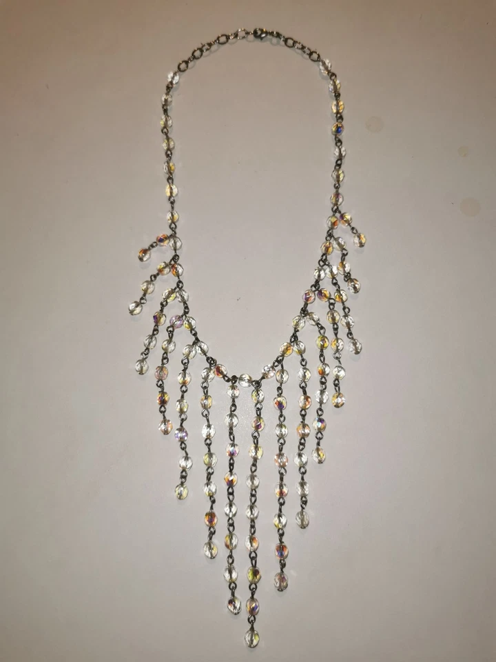 Collana a Cascata - Cristalli Aurora Boreale - Vintage - Immagine 2 di 4