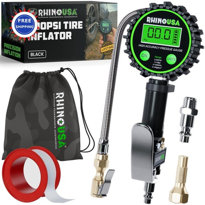 #ad #ad Digital Tire Pressure Gauge 0 200 PSI Heavy Duty Air Chuck Stainless Hose Rhino $64.99