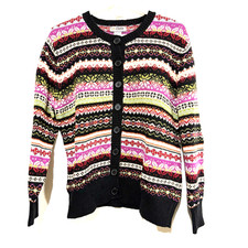 Vintage Y2K Tiara Sweater Woman s Medium Valentine Fair Isle Stripes Cardigan
