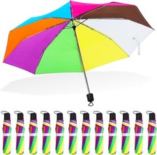 Cunno 12 Pc Rainbow Umbrella Portable Tri Folded Pride Vivid