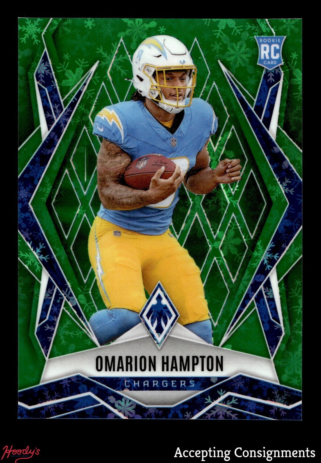 2025 Panini Phoenix Green Winter #192 Omarion Hampton RC ROOKIE CHARGERS 072/149