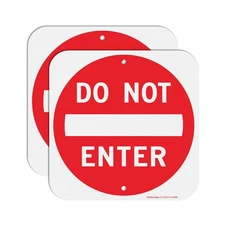 2 Pack 12x12 Inch Do Not Enter Sign Aluminum Reflective Rust Free Metal Sign
