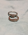 2 pc. Silver plated with clear CZs modern wedding ring set "I Love You" inside — photo 4