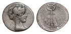 M. Plaetorius M.f. Cestianus . Denarius 69, AR 18mm 3.1g. Female bust Caduceus