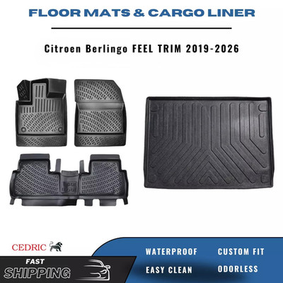Floor Mats & Cargo Liner for Citroen Berlingo FEEL TRIM 2019-2026 With Separator