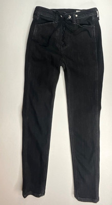 Rag & Bone Lace Up Skinny Jeans High Rise Black Stretch Denim Women s 28
