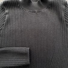 Hollister Dress Womens L Black Sweater Dress Bodycon Knee Length Mock Neck