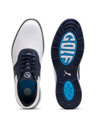 Puma Avant Golfschuhe ohne Spikes weiß/blau UK 9,5 *BRANDNEU*
