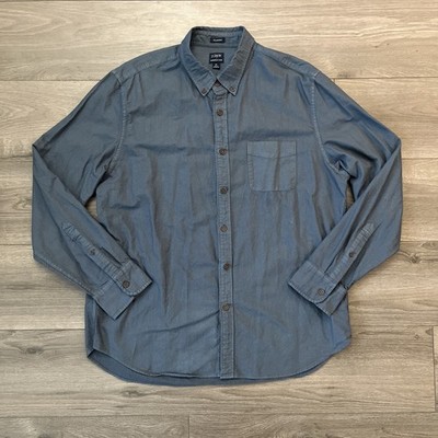 J. CREW Classic Garment Dye Button Up Long Sleeve Shirt Gray Mens XL
