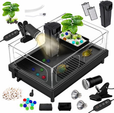 Small Turtle Tank Kit Tank Lamp Filter , Acrylic Turtle Starter Kit with Adjusta