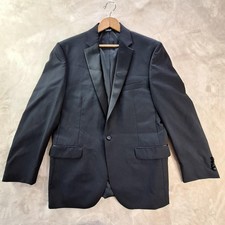 Jos A Bank Traveler Tuxedo Blazer Mens 44 Long Black Tailored Fit Wool Jacket