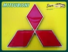 With for MITSUBISHI Front / Rear Badge Emblem Logo Red Plastic Made (1Pcs)