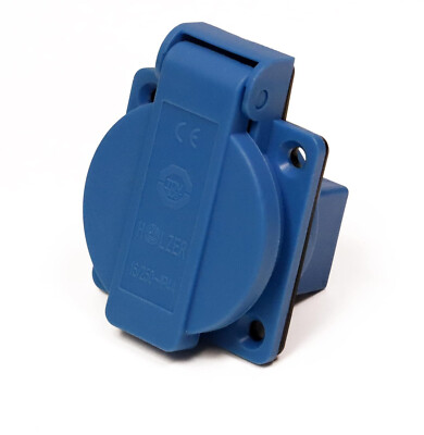 HOLZER IP44 Schuko 230/250V 16A Einbausteckdose Steckdose Anbausteckdose Blau