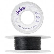 Thread, Silkon #1 Light Weight Black Bonded Nylon Beading 20 Yard Spool