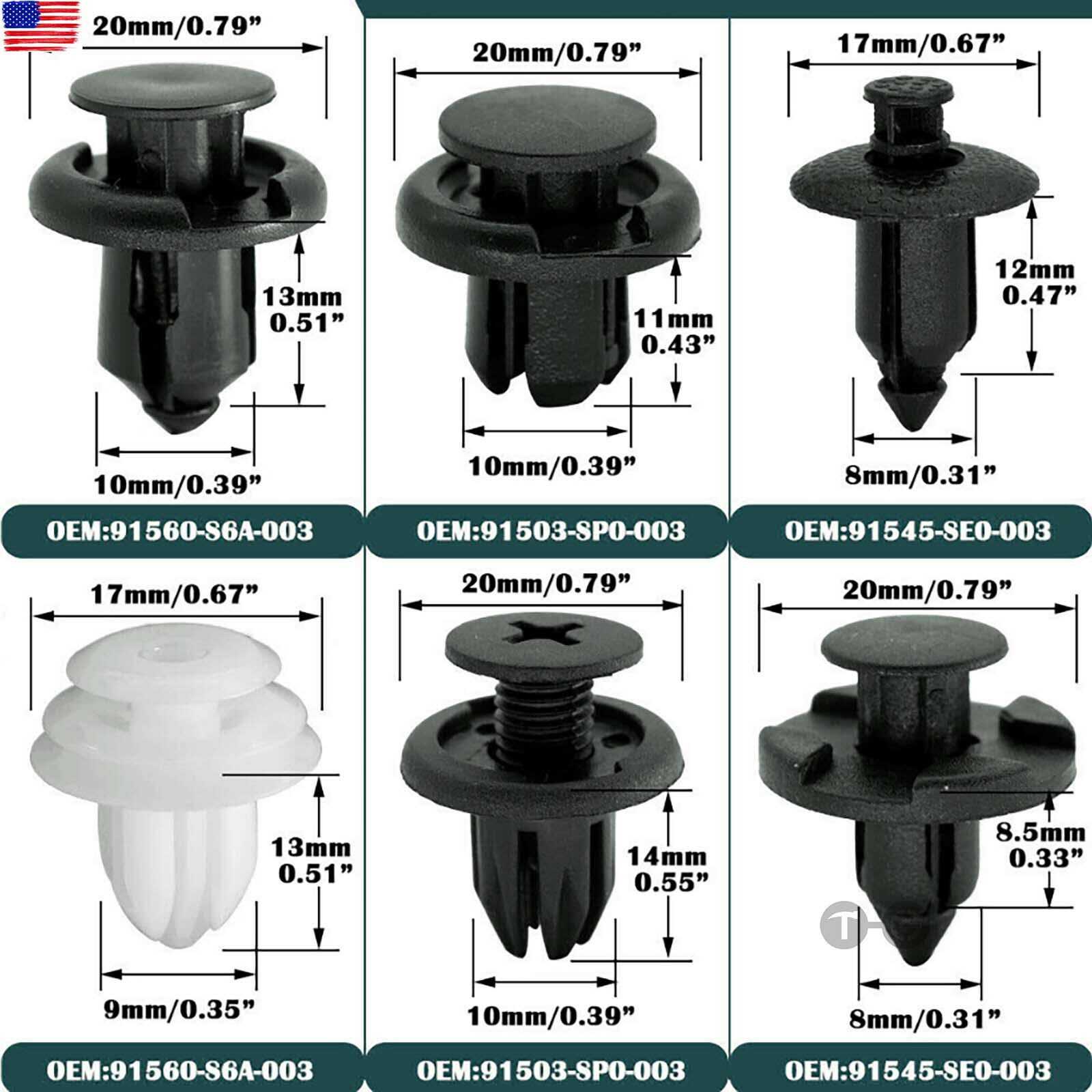 For HONDA CIVIC ACCORD Trim Panel Clips Bumper Fender Fastener Push Rivets eBay