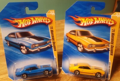 Hot Wheels '71 Ford Maverick Grabber Blue & Yellow 1:64 Lot of 2 Variations New