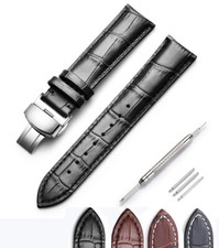 Cinturino orologio in vera pelle di vitello 16mm-24mm con chiusura deployante per uomo o donna
