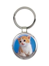Cat : Gift Round Keychain Cute Animal Kitten Funny Friend Feline Pets Lover